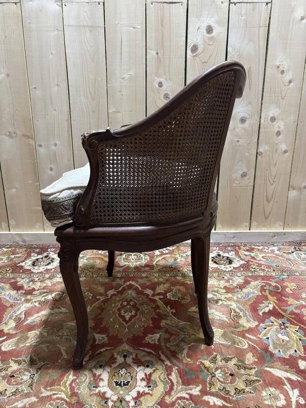 Fauteuil de bureau de style Louis XV canné