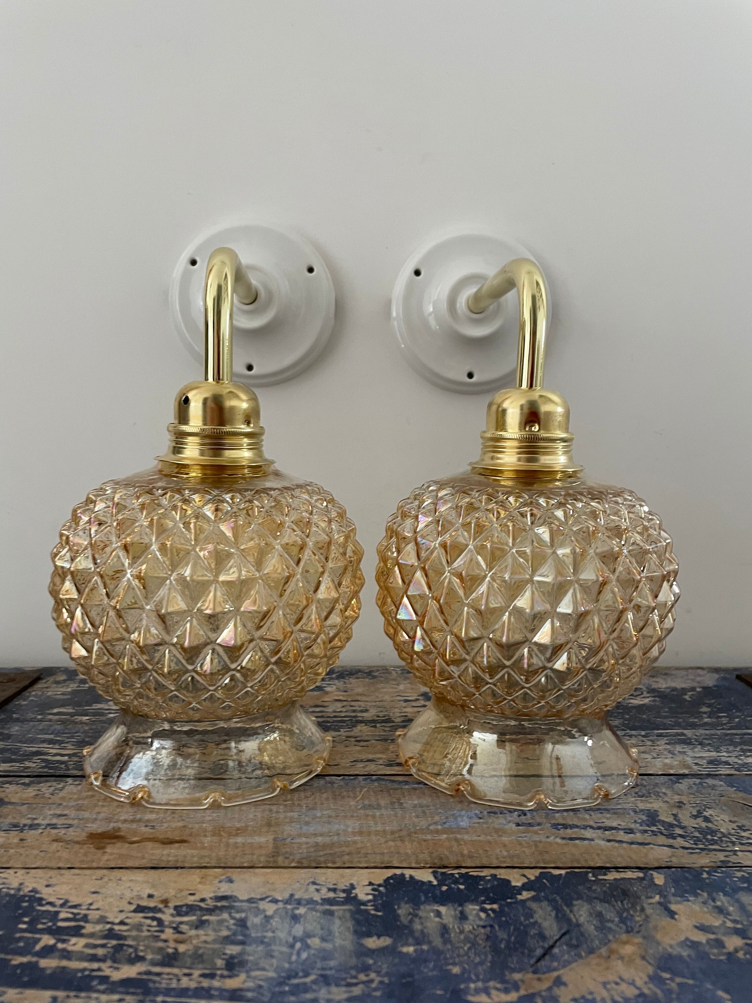 Set of vintage gold wall lights