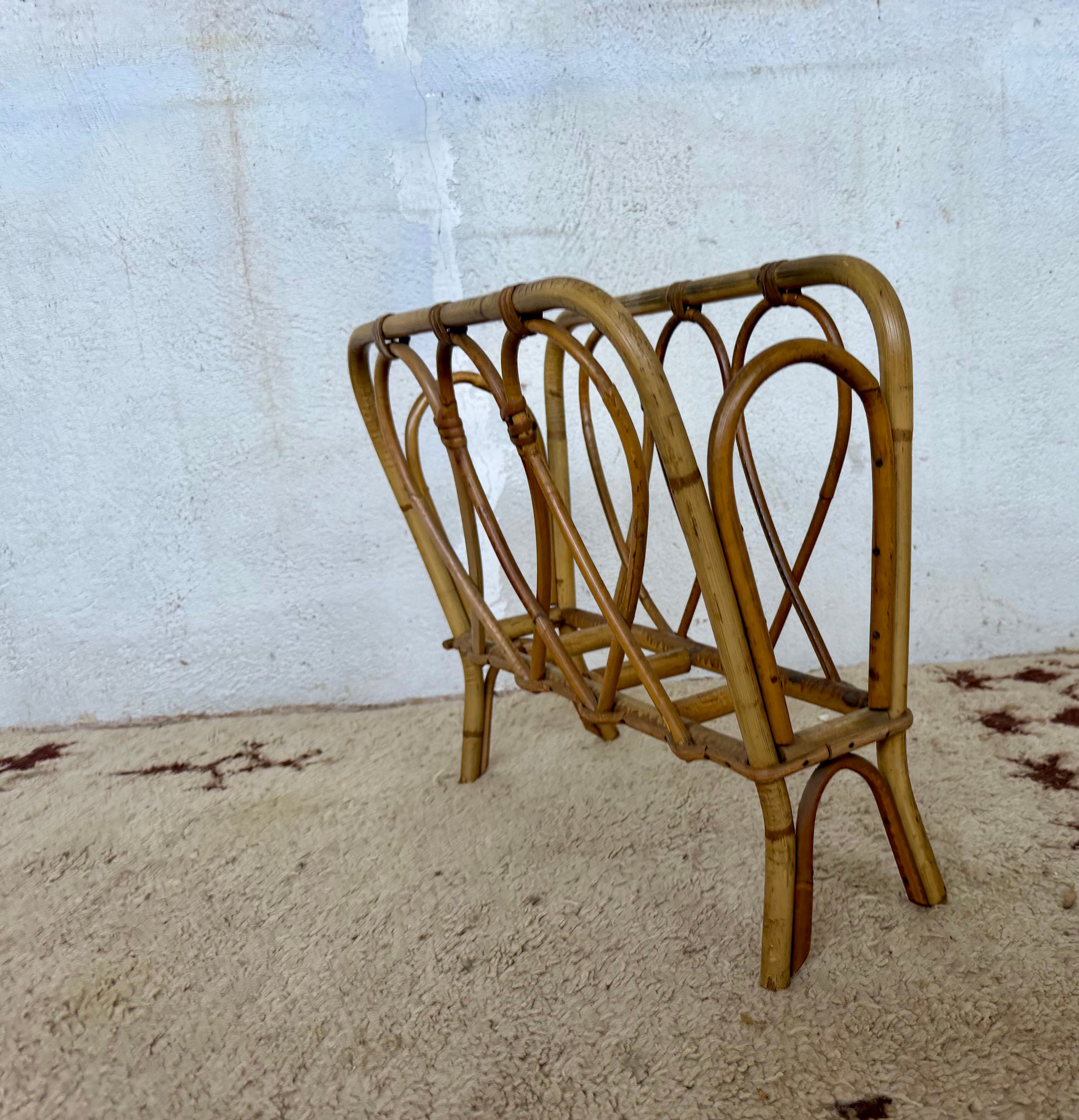 Rattan magazine rack