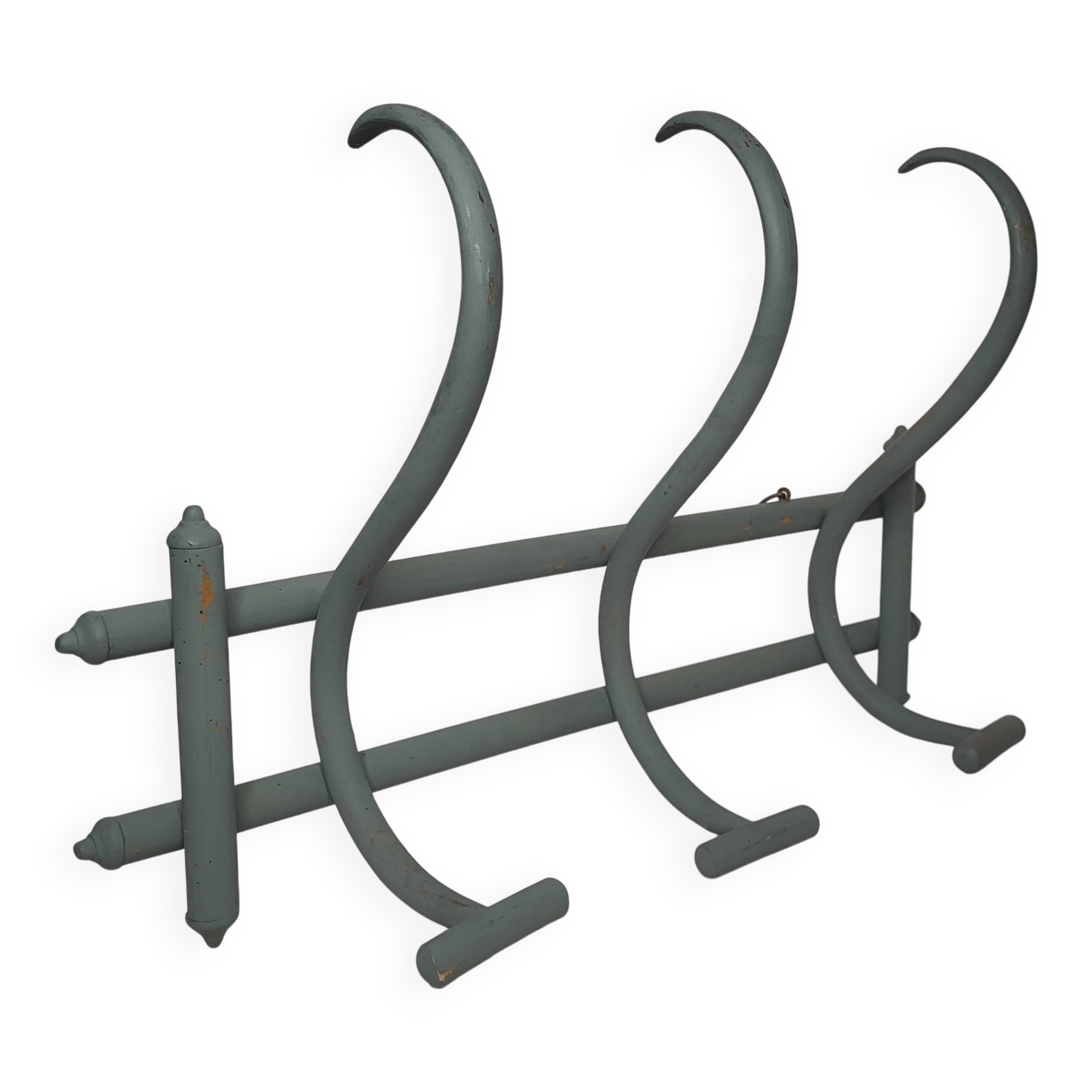 Curved wooden coat rack