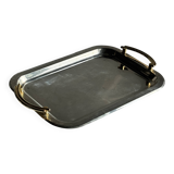 Silver-plated vintage tray with golden handles 29x45
