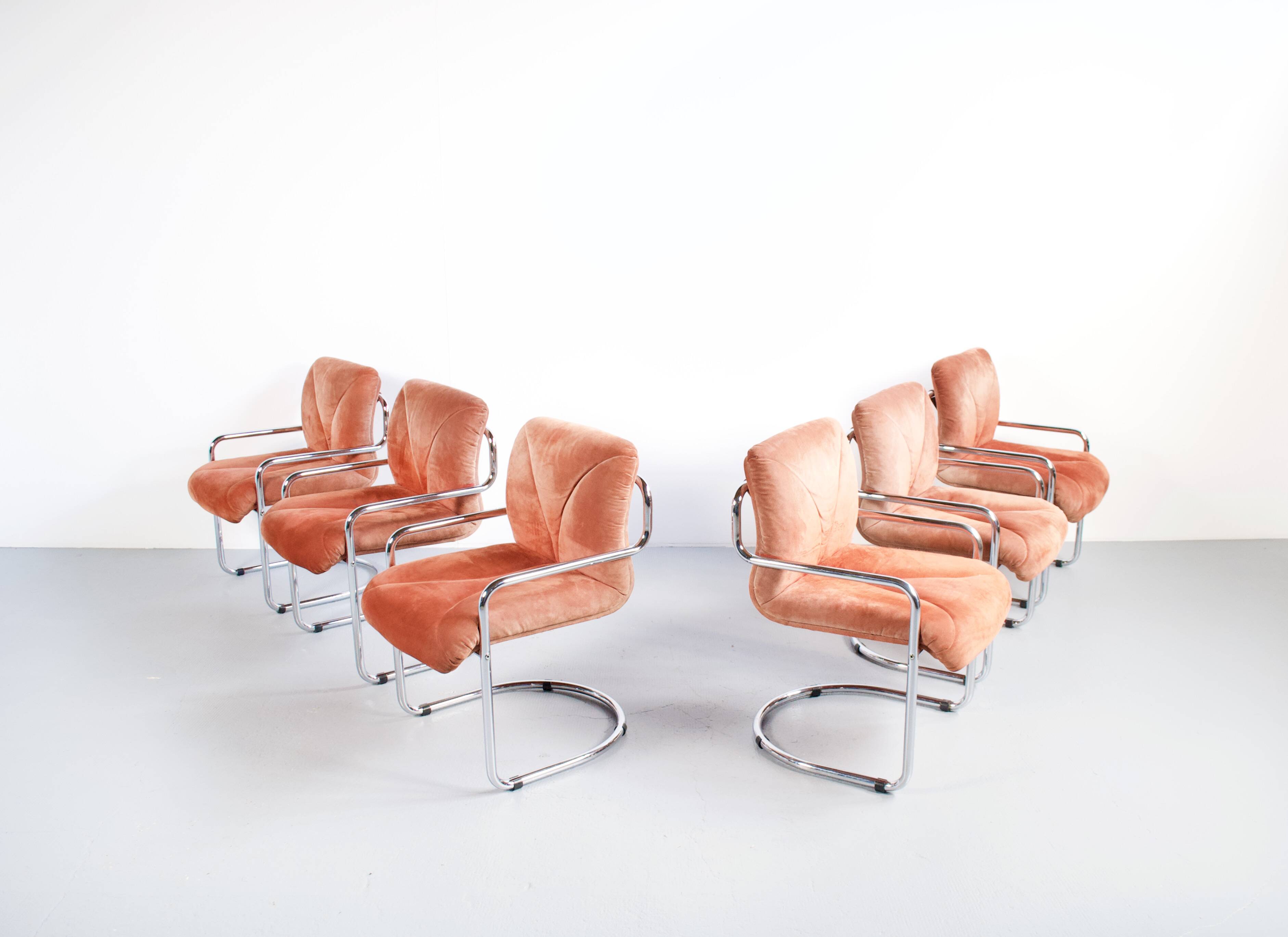 Set of 6 armchairs by Guido Faleschini, 1970s, Mariani Italia, publisher