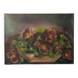 Painting bouquet of pansies