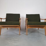 Pair of vintage Scandinavian beech armchairs