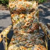 Pair of flowery deckchairs Lafuma 70s