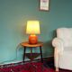 Art Deco HAK Herman Kähler Pottery Lamp, c.1930s Orange Globe with Brass Details