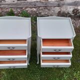 Pair of Louis XV style bedside tables with 3 drawers, Luxembourg green