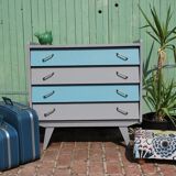 Renovated blue vintage chest of drawers