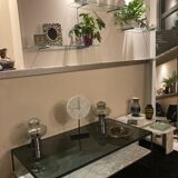 Table basse en marbre et en verre des années 1980