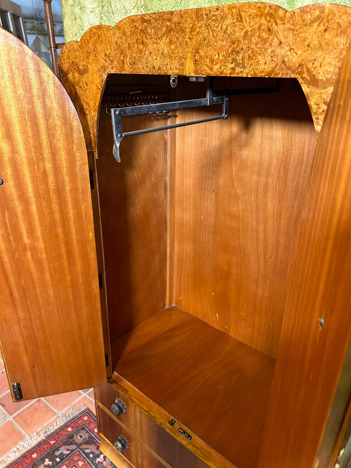 Art decó vintage Brocante burr walnut compactum wardrobe 1920-1930