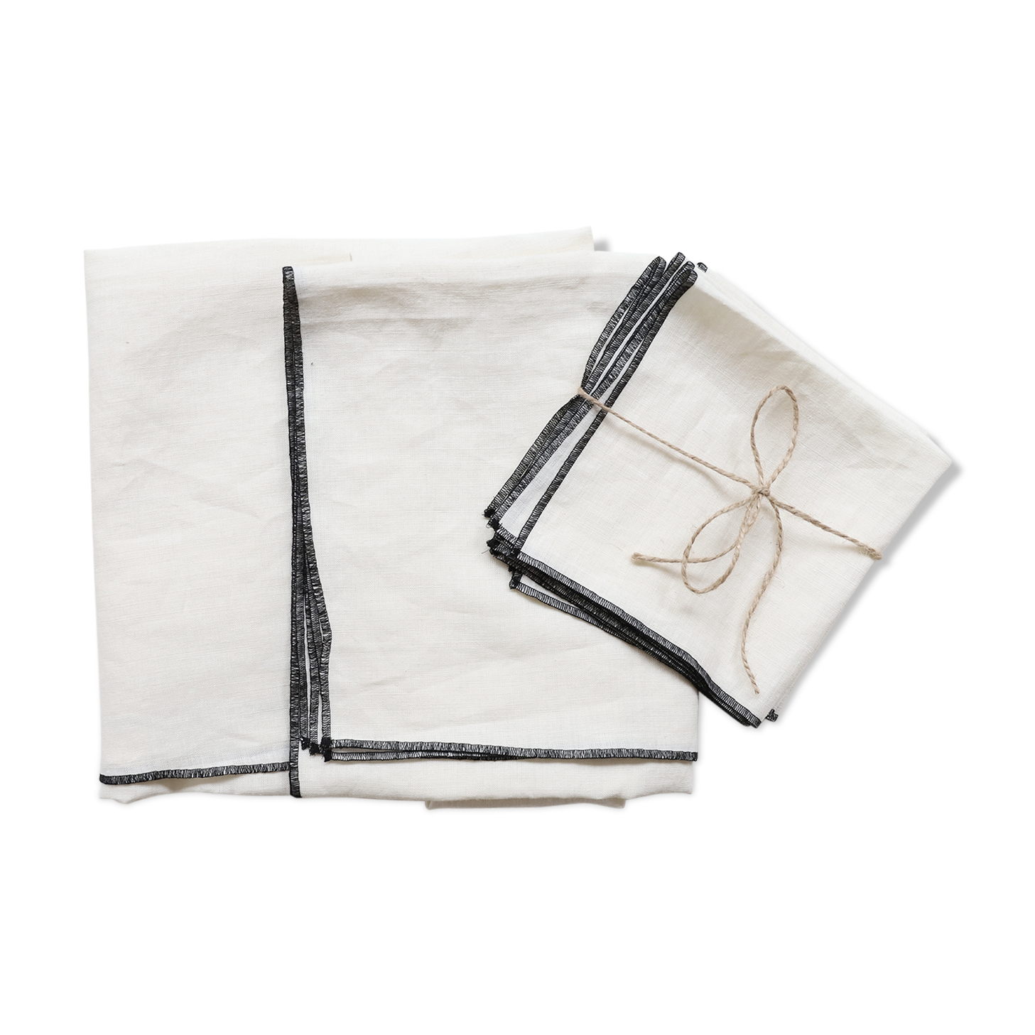 White linen tablecloth and towels
