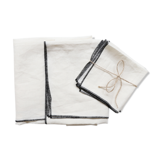 White linen tablecloth and towels