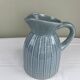 Large vintage pitcher in crackled celadon ceramic, beaded decoration.