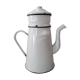 White enamelled teapot coffee maker