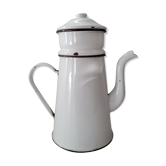 White enamelled teapot coffee maker