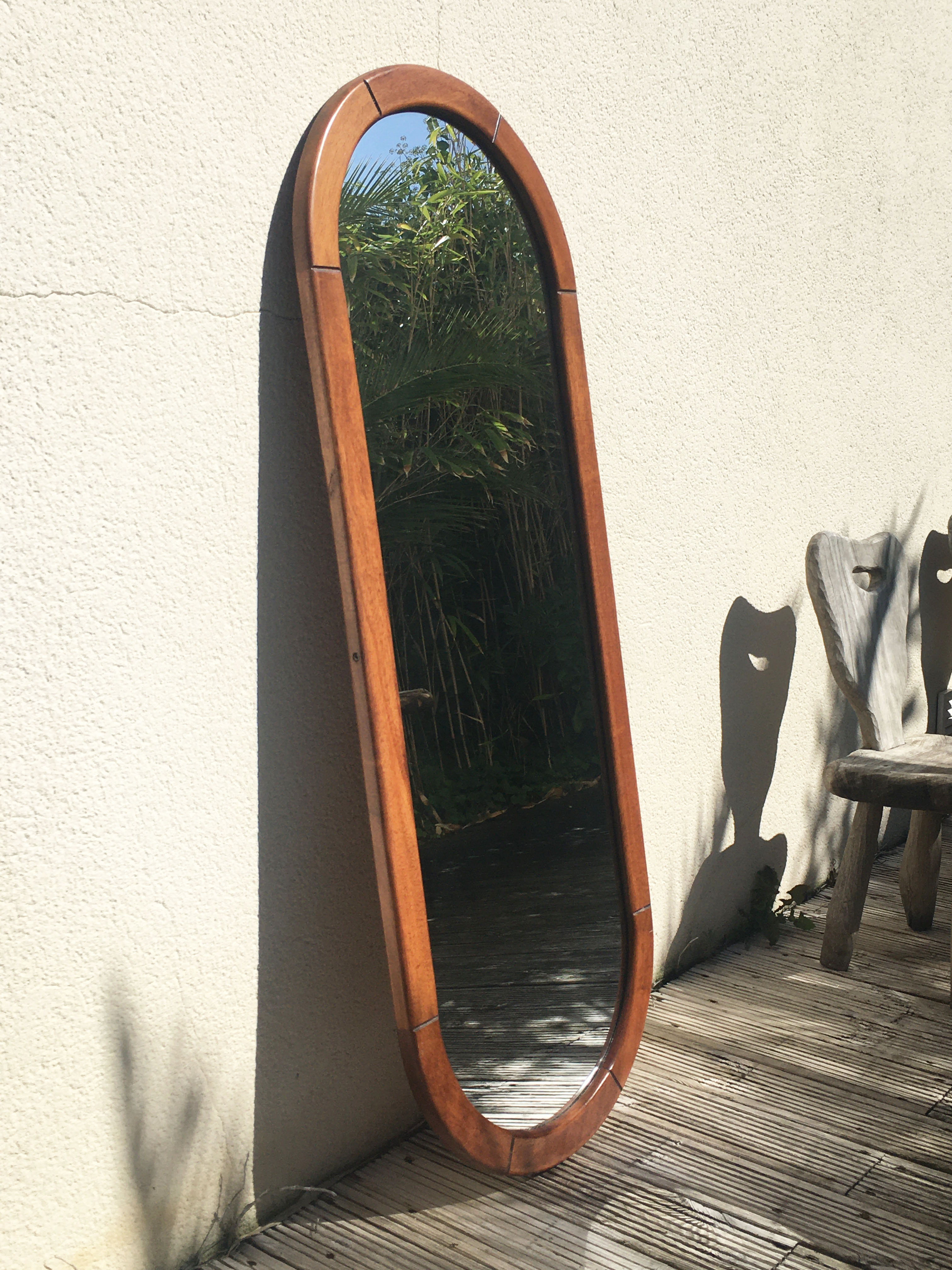 Miroir ovale en bois 148cm