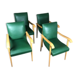 Bridge chairs  in beech and 60's green skai