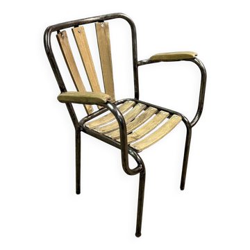 Industrial armchair in metal and wood