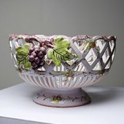 Openwork bowl in painted earthenware, Émile Tessier Le Croisic, 30-50's accident