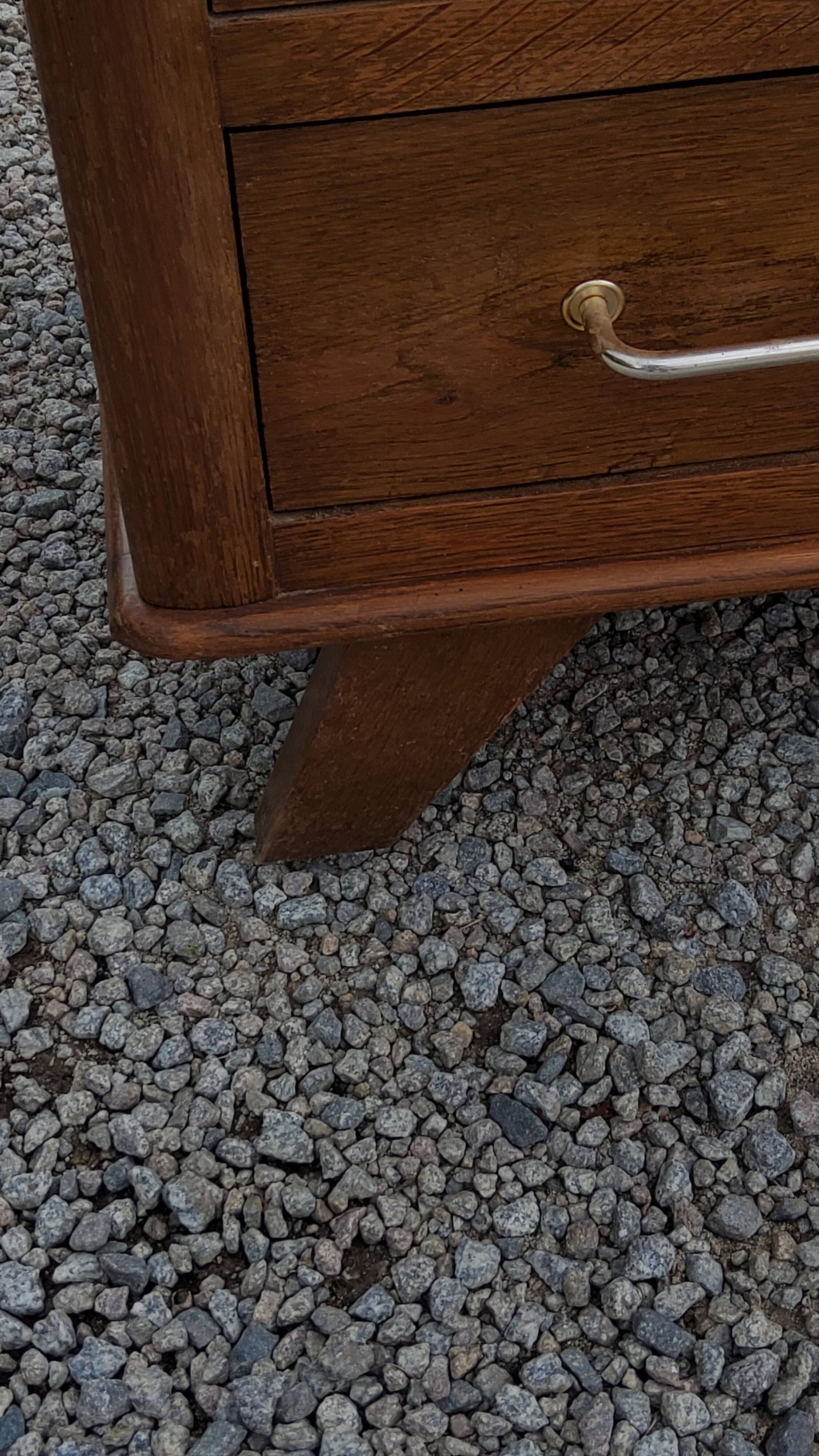 Vintage oak chest of drawers feet compass 4 drawers from the 50s
