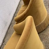Pair of golden velvet toad armchairs 1970