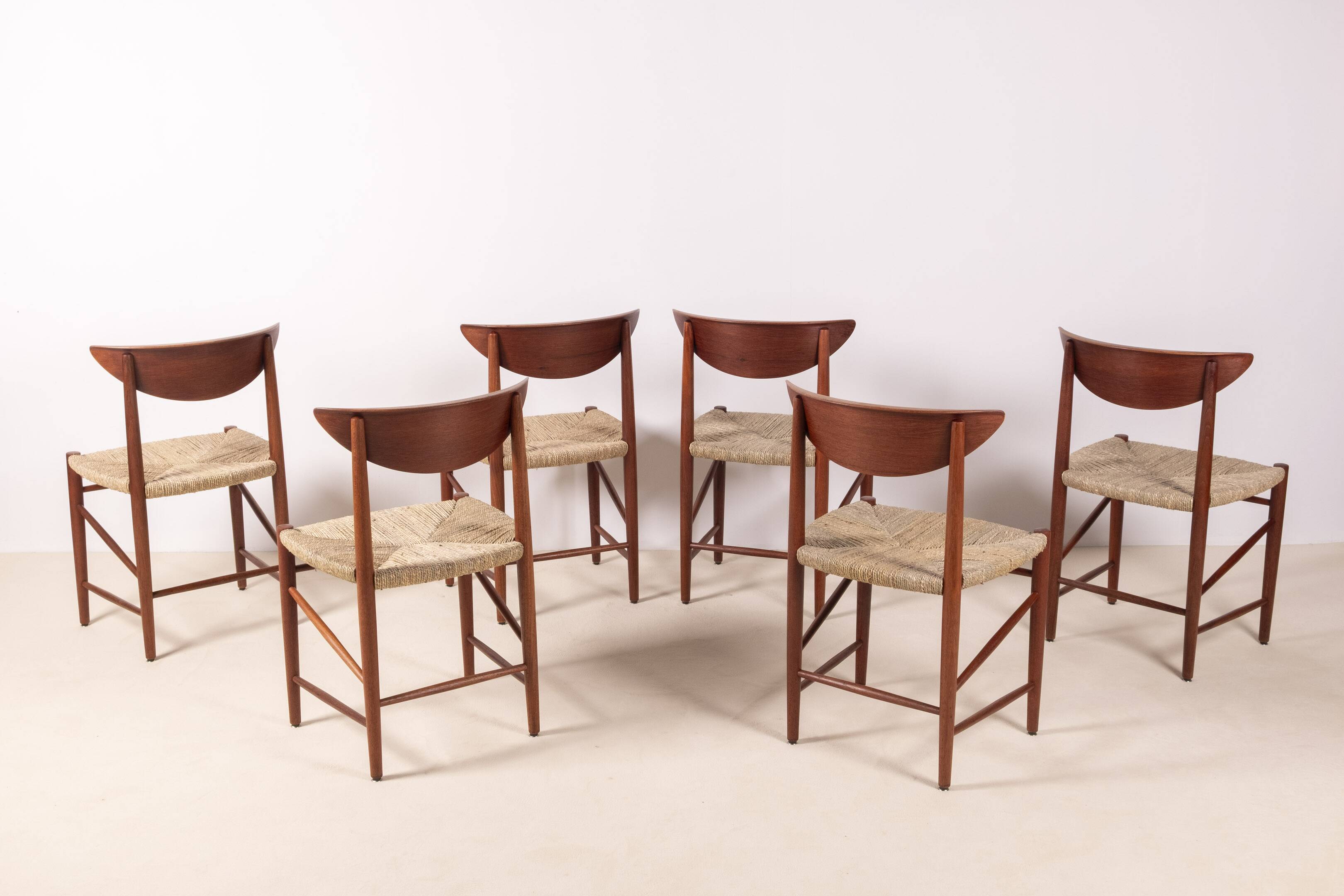 6x Peter Hvidt & Orla Mølgaard-Nielsen dining chair Model 316 in teak