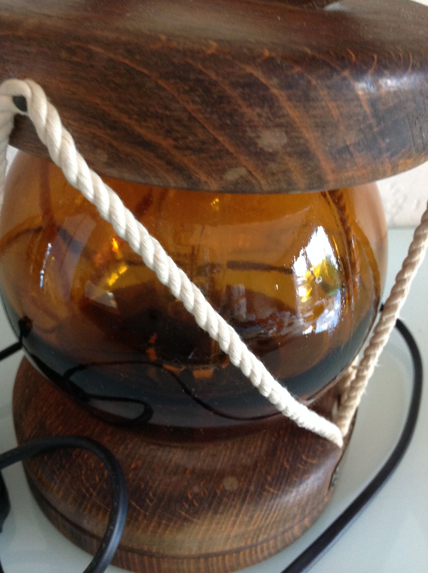 Marine lamp with amber glass globe 60/70s
