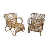 Set of Two Midcentury Rattan Armchairs, 1960s