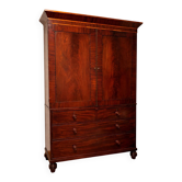 Antique mahogany wardrobe with a mirror, Louis-Philippe style.