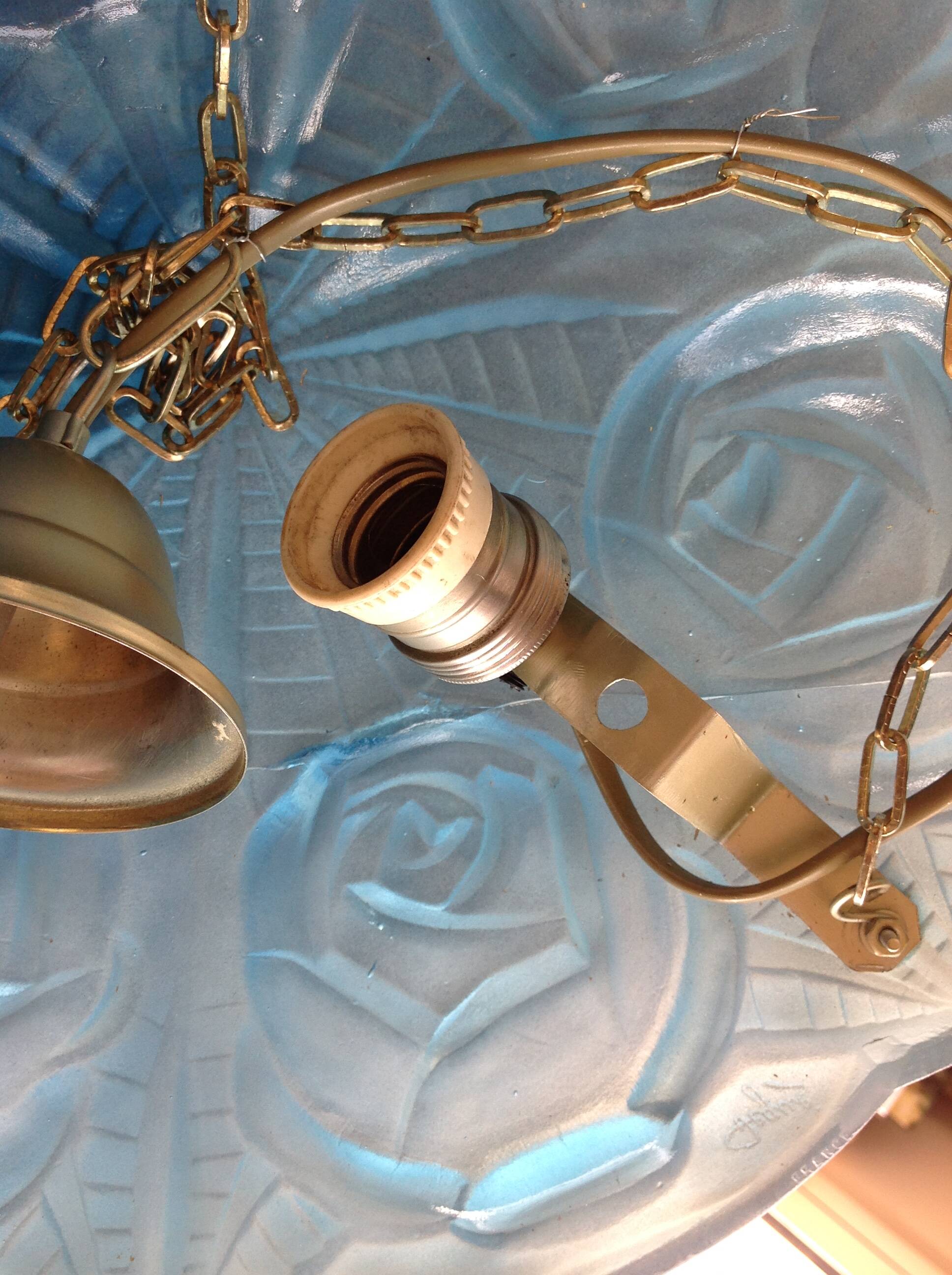 Suspension in blue glass paste signed Degué / art deco style