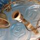 Suspension in blue glass paste signed Degué / art deco style