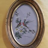 peinture sur soie en médaillon