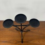 Chandelier en fer forgé , peint en noir, pour 3 bougies