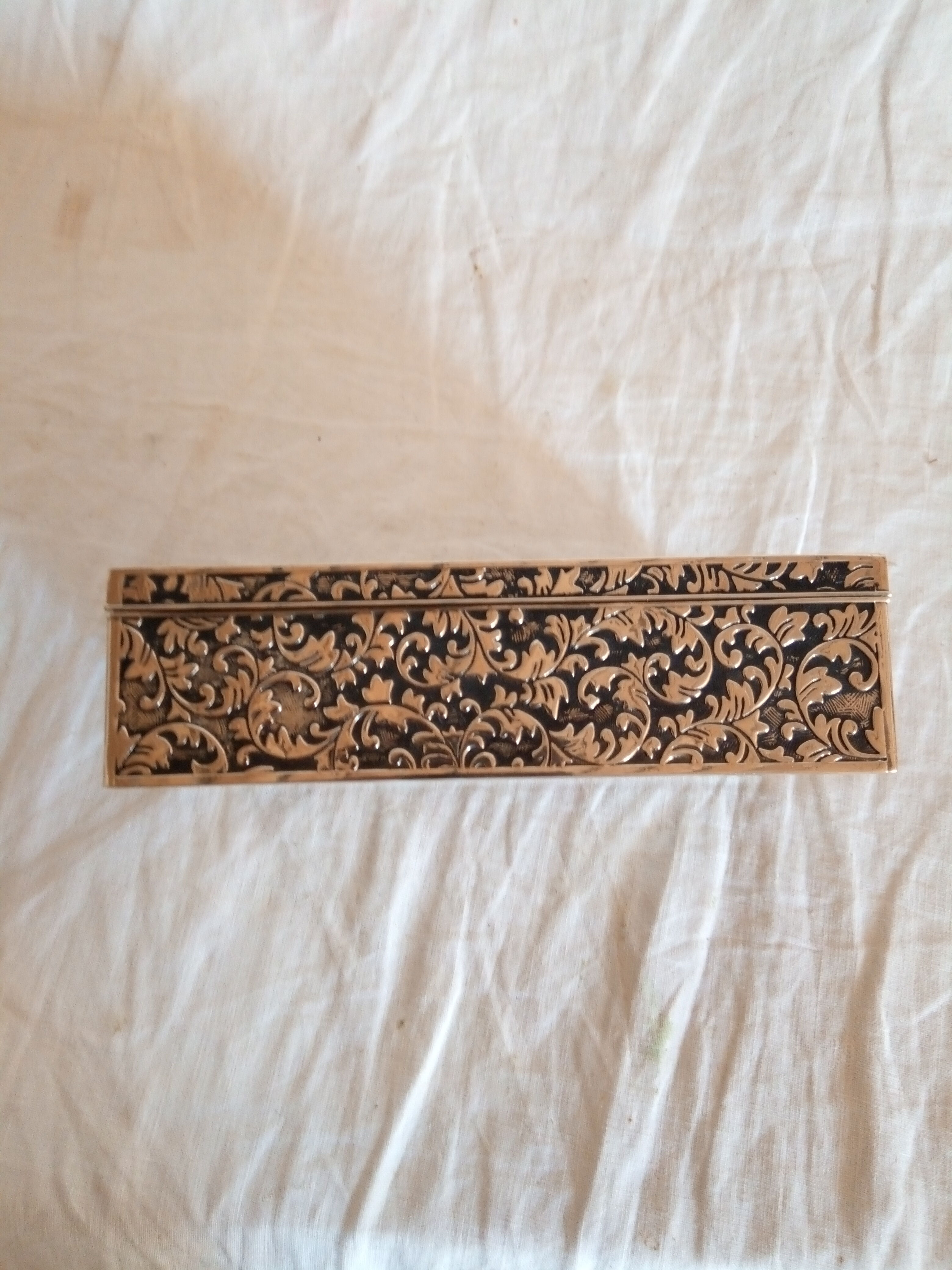 Silver metal jewelry box from the 50s