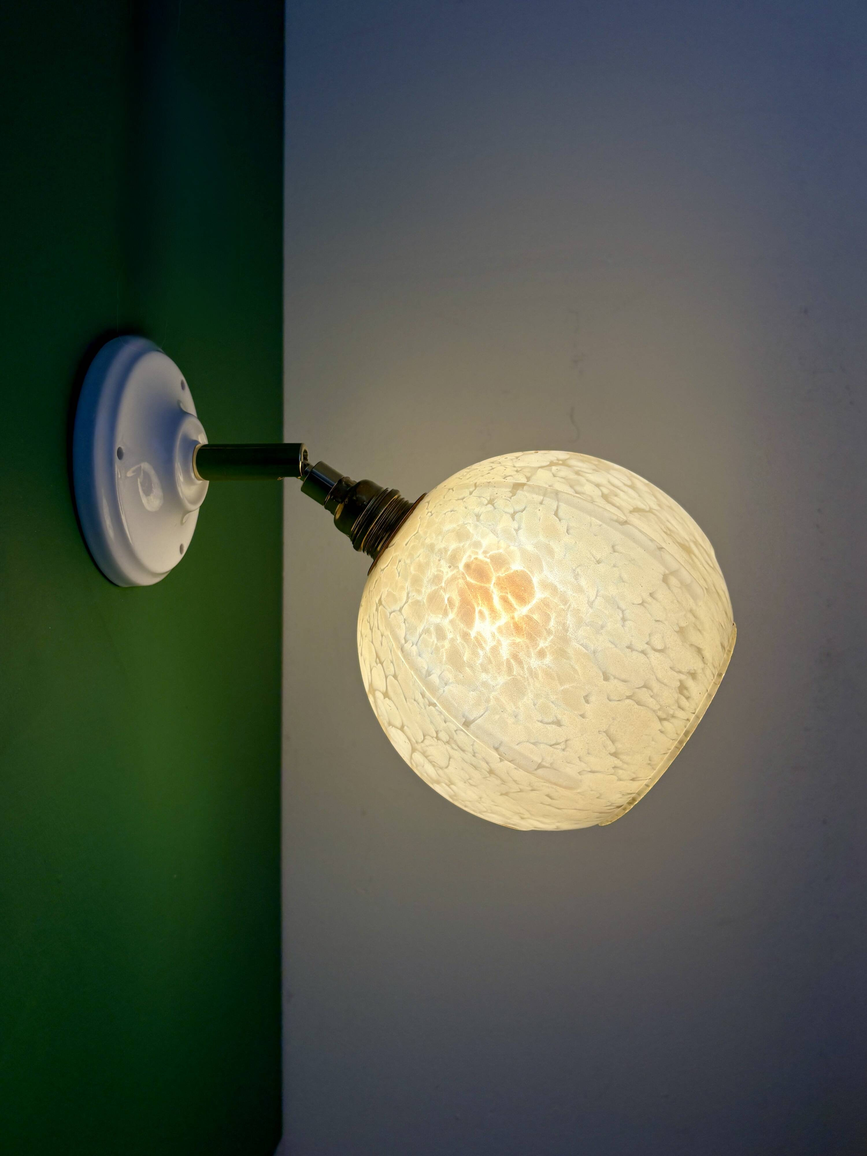 Vintage yellow glass globe wall light