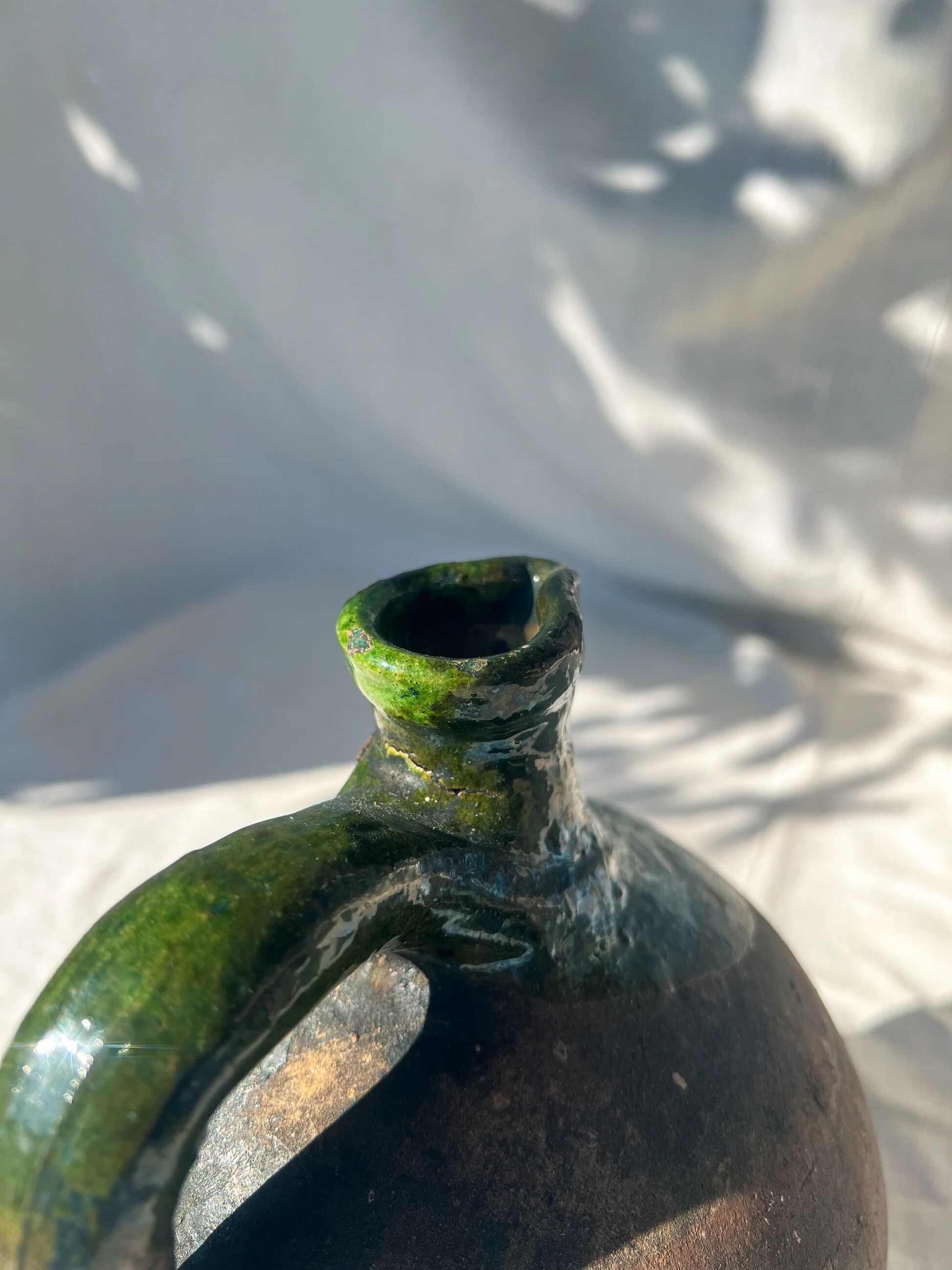 Green-glazed earthenware pitcher - 18th century