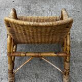 Vintage rattan garden furniture – complete set with sofa and armchairs.