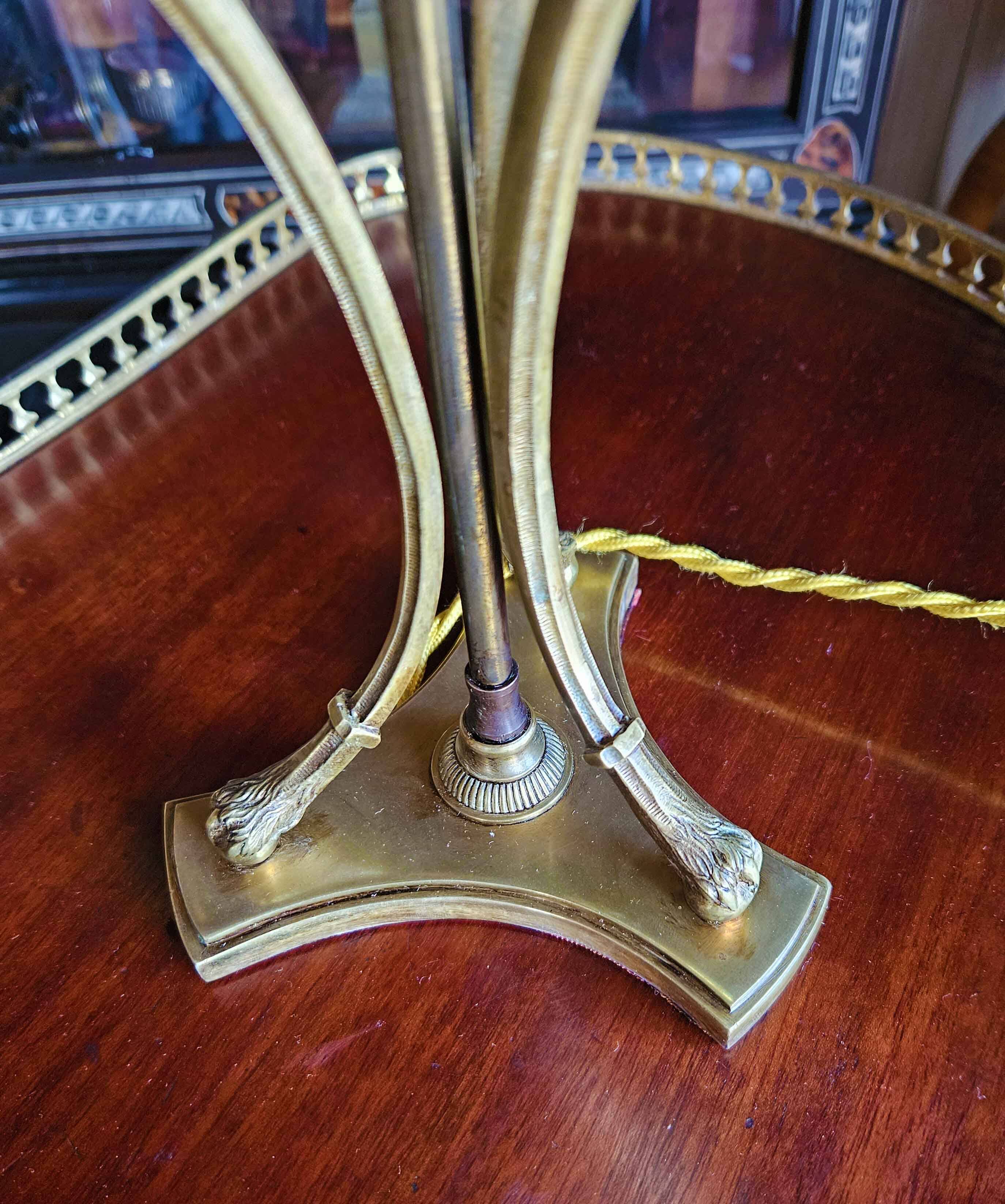 Neoclassical Bronze & Fluor Spar Lamp Signed Maison Charles