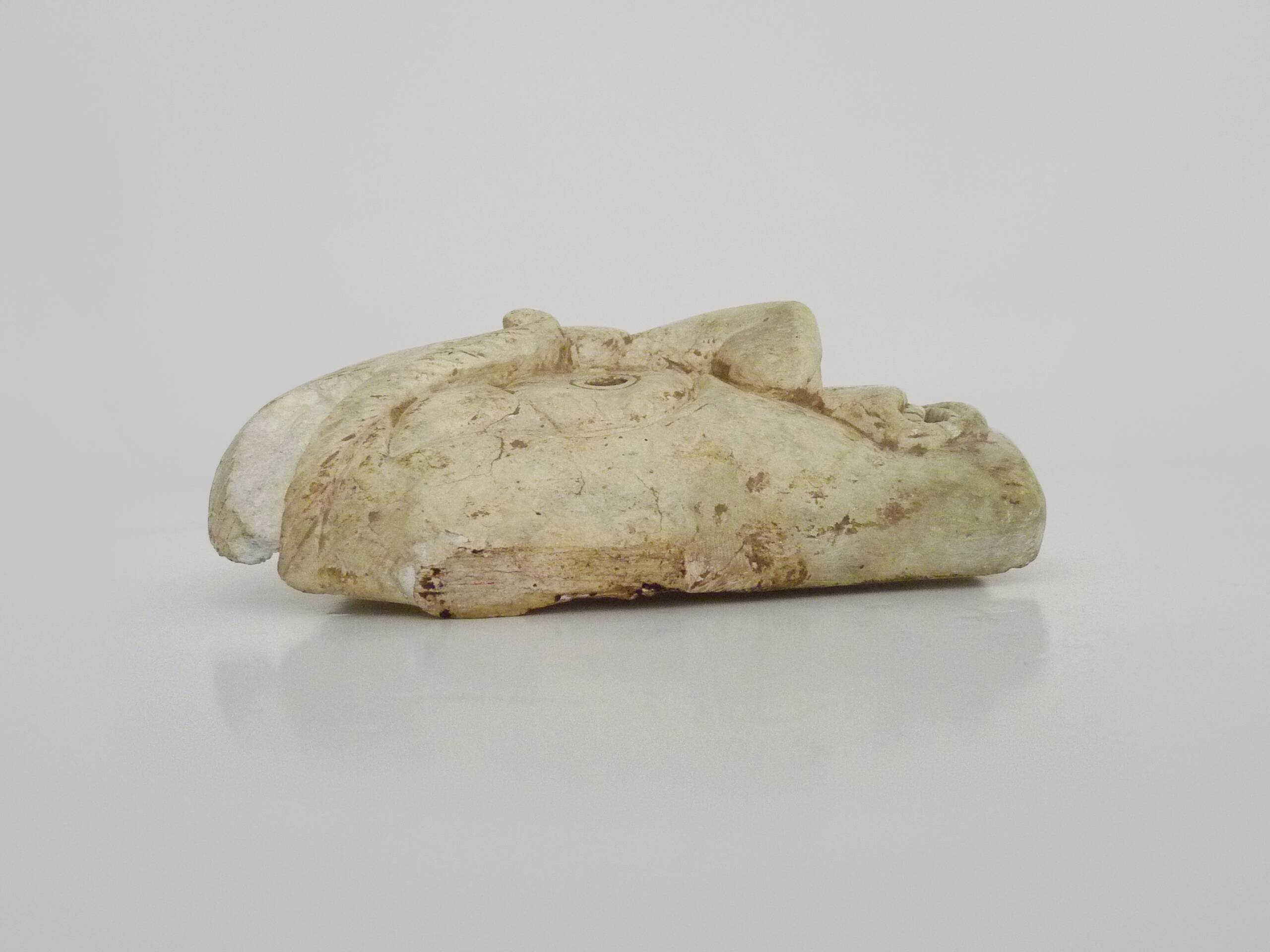 Netsuke old large bone mask japan grimacing character. 19th century