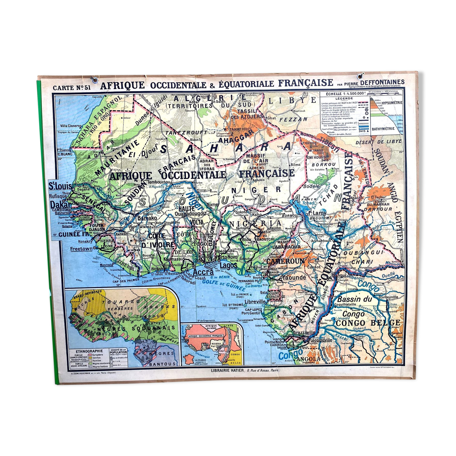 Carte 51 - afrique occidentale & equatoriale française - hatier - pierre deffontaines