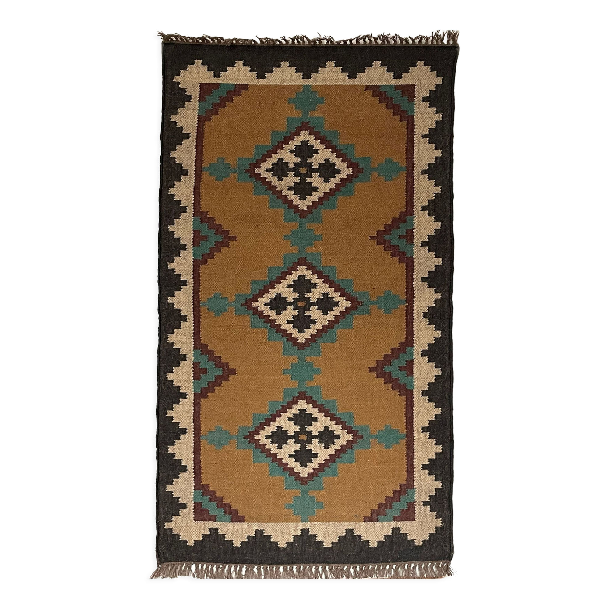3 x 6, handmade jute-wool kilim rug, kilim carpet, 90x180cm
