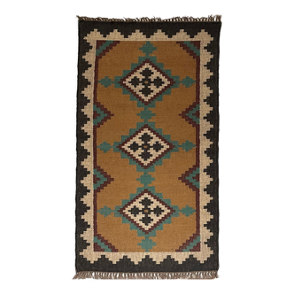 3 x 6, handmade jute-wool kilim rug, kilim carpet, 90x180cm