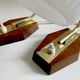 Pair of Scandinavian vintage table or bedside lamps, teak and glass, 60s
