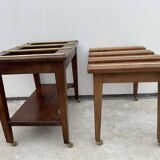 2 old English luggage rack in bronze and 19th century wood