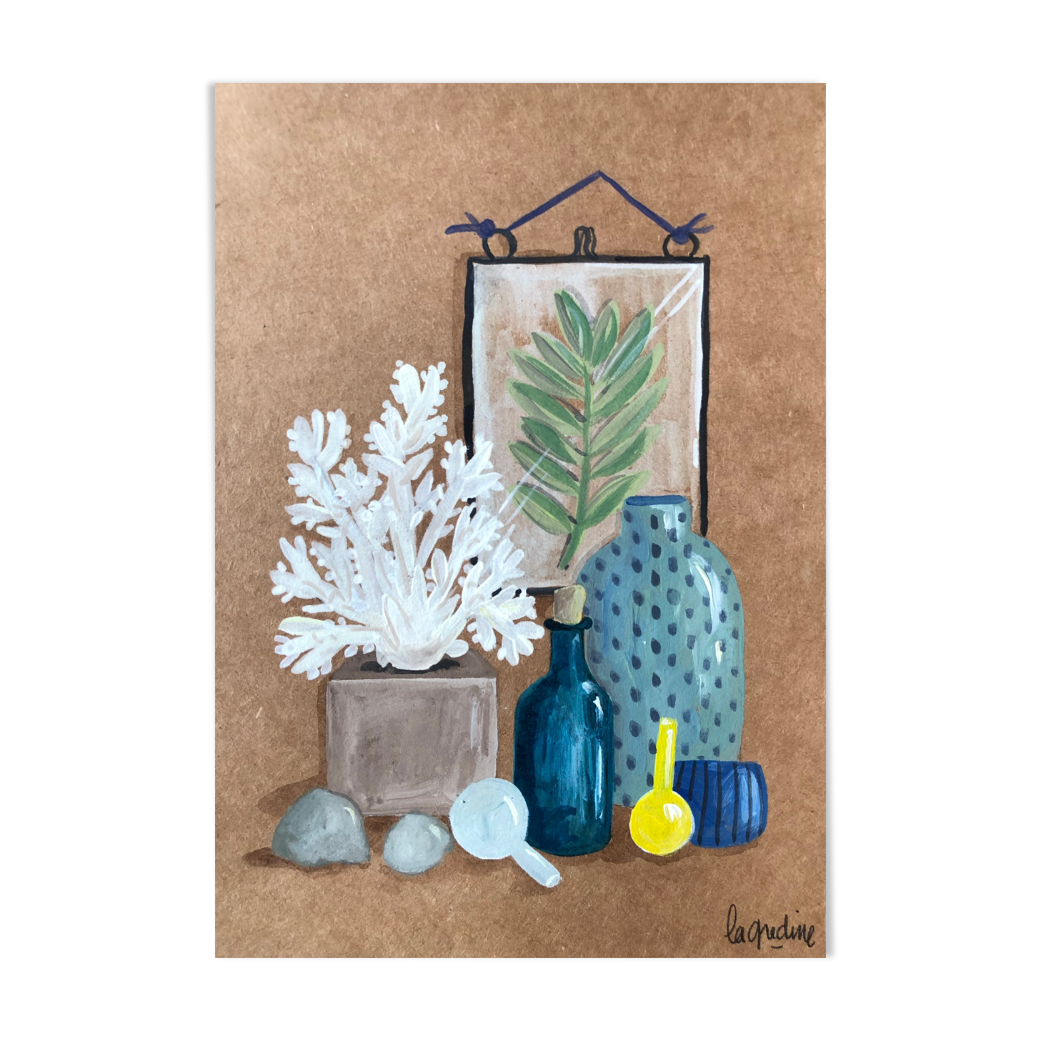 Original A5 painting on ceramics and curiosities paper by Coeur de voyou