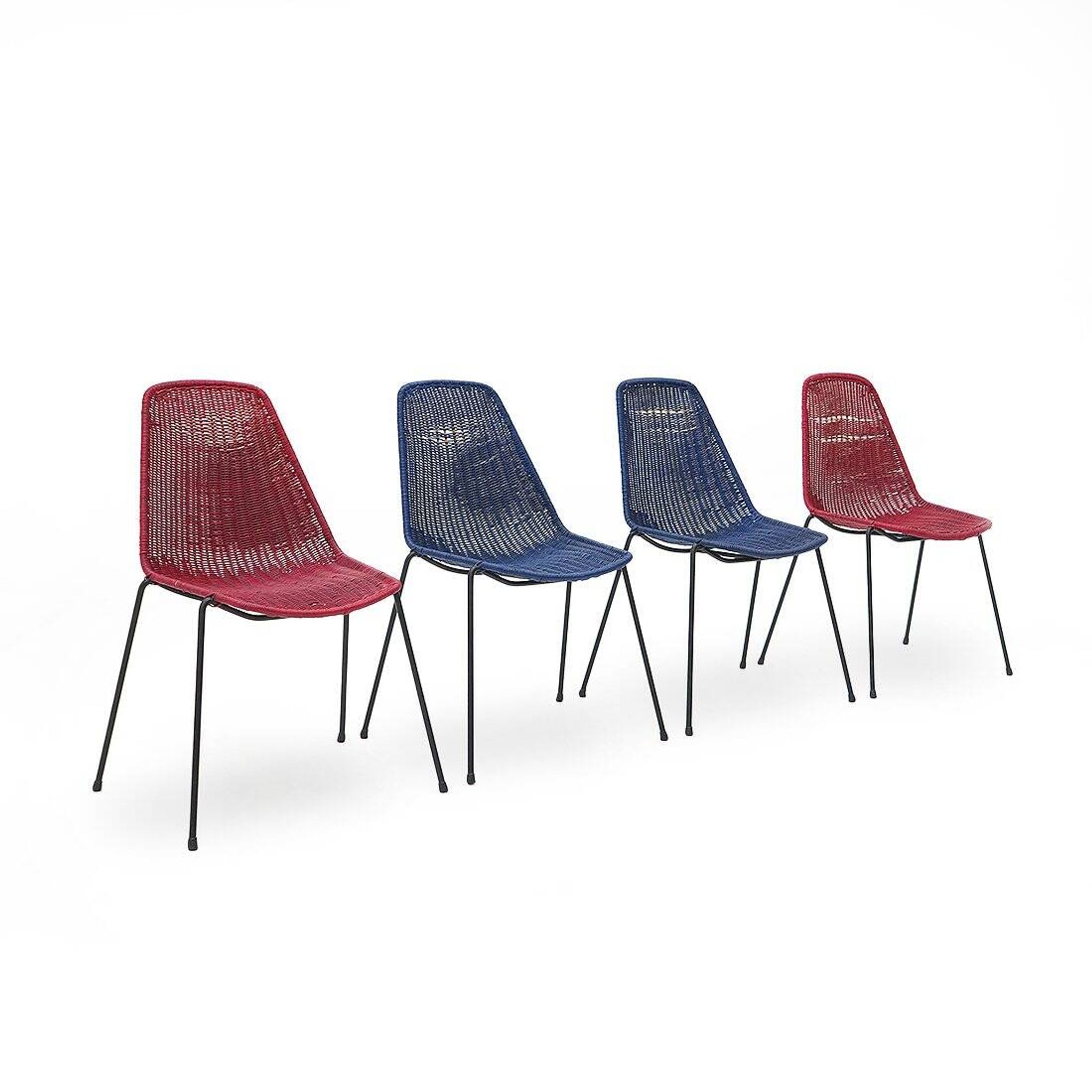 Vintage basket chairs by Gian Franco Legler, 1950s, set of 4.