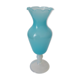 Small opaline vase turquoise blue
