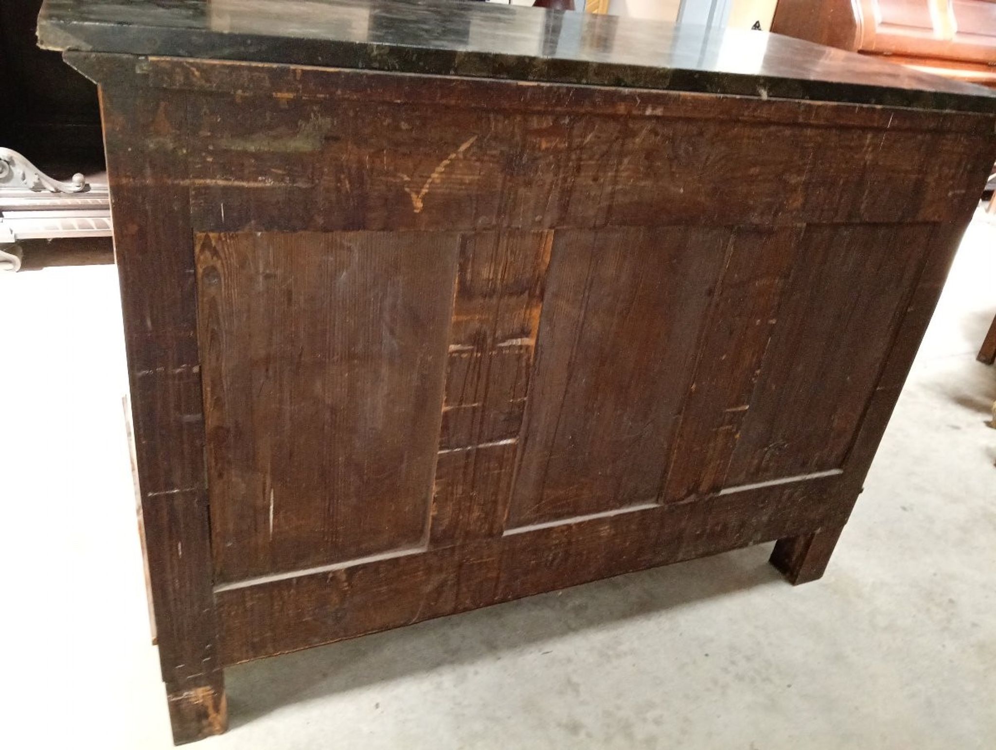 Empire-style walnut commode – black marble – 19th century