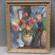 Large old oil painting, Still Life with Tulips, Gilded frame