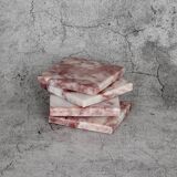 Madeji – Pink Square Natural Marble Coasters- set of 4